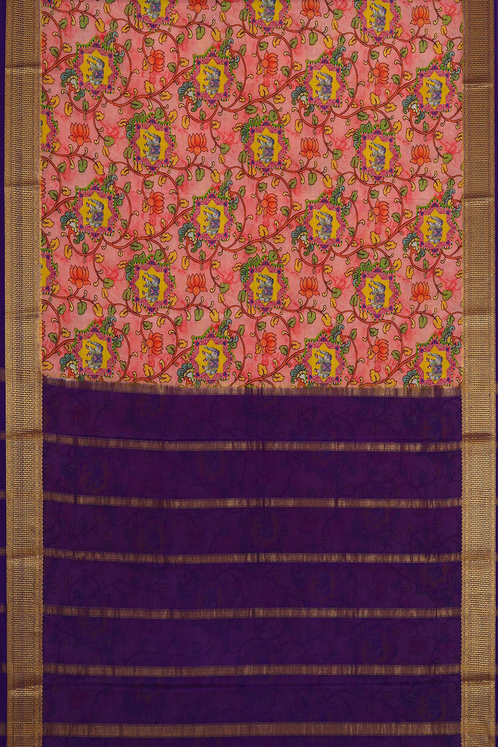 Image of Printed Binny Crepe Peach Saree